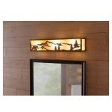 Ansley Pine 24 in. 3 Light Rustic Bronze Vanity Light Bar with Sunset Glass - Retail: $139