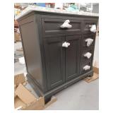 48-inch Black Bathroom Vanity with Marble Top - Retail: $899