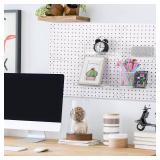 Lounsweer 4 Set Pegboard Shelf Acrylic with Metal Hooks Organizer Accessories Storage for Pegboard Display Wall Craft Room Home Garage Nursery Kitchen(Clear,8 x 4 Inch)