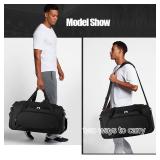 Uarition Gym Bag for Men - 55L Black Durable Large Duffle Bag for Travel, Workout, Fitness & Sport