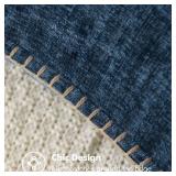 MIULEE Pack of 2 Couch Throw Pillow Covers 18x18 Inch Dark Blue Farmhouse Decorative Pillow Covers with Stitched Edge Soft Chenille Solid Dyed Spring Pillow Covers for Sofa Bed Living Room