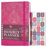 Legend Planner Hourly Schedule Edition Deluxe Weekly & Daily Organizer with Time Slots. Time Management Appointment Book Journal for Work & Personal Life, Undated, A5 Hardcover Hot Pink, Gold Foil