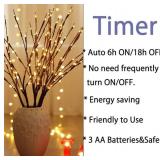 AMARS 3pcs Lighted Artificial LED Branch Lights with Timer Battery Operated Fairy Spirit Decorative Twig Tree Decorations for Home Living Room Vase Christmas (29inch, Auto 6H ON/18H Off, Warm White)