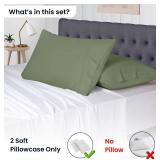 SGI Bedding 100% Egyptian Cotton Queen Set of 2 Pillowcases - 1000 Thread Count, Open End Closure, Ultra-Soft & Luxurious Sateen Weave, Breathable & Durable, Premium Hotel Quality (20" x 30")- Moss