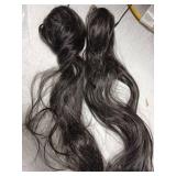 ANOGOL Hair Cap+ Black Pigtail Wigs Nadja Wig Rin Tohsak Wig Long Black Cosplay Wigs Women Girls Lolita 2 Ponytails with Clips Synthetic Hair for Halloween Costume Party