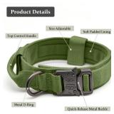 Tactical Dog Collar, Adjustable Military Training Nylon Dog Collar with Control Handle and Heavy Quick-Release Metal Buckle for Small Medium Large Dogs, Green XL