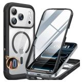 Miracase for iPhone 17 Pro Max Case 6.9" Full-Body Phone Case with Built-in Glass Screen Protector& Full Camera Protector, Camera Control [Magnetic with MagSafe] Drop Proof 17 ProMax Cover, Black