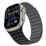 Bisikor Compatible with Apple Watch Band 49 46 45 44 42 41 40 38mm, Double Sided Wearable Silicone Magnetic Strap for iWatch Ultra SE Series 11 10 9 8 7 6 5 4 3 2 1 (42/44/45/46/49, Black/Gray)