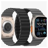 Bisikor Compatible with Apple Watch Band 49 46 45 44 42 41 40 38mm, Double Sided Wearable Silicone Magnetic Strap for iWatch Ultra SE Series 11 10 9 8 7 6 5 4 3 2 1 (42/44/45/46/49, Black/Gray)
