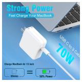 Charger for MacBook Air 13 15 inch MacBook Pro 14 inch 2025 2024 2023 2022 2021 M4 M3 M2 M1, 70W USB C Power Adapter, 6.6FT USB C to 3 Braided Cable with LED, Powerful Connect, Original Quality