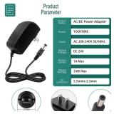 24V 1A Power Supply AC Adapter 100-240V AC to DC Converter 24 Volt 1 Amp 1000mA Switching Power Adapter 5.5x2.5/2.1mm Plug for LED Strip Light CCTV Camera