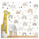 Rainbow Wall Decals Rainbow Themed Murals Peel and Stick Wallpaper Baby Nursery Girls Bedroom Toddler Room Wall Decor