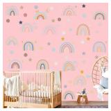 Rainbow Wall Decals Rainbow Themed Murals Peel and Stick Wallpaper Baby Nursery Girls Bedroom Toddler Room Wall Decor