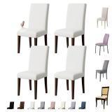 KNGKILQN Dining Chair Covers Set of 4, Stretch Kitchen Removable Washable Chairs Slipcovers Seat Protector for Home, Party, Banquet (Beige)