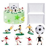 Soccer Cake Topper Decoration - Soccer Ball & Player Cupcake Toppers for Sport Party