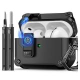 Pohgelan Compatible with AirPods Pro 3 Case,Magnetic Automatic Lock with Cleaning Kit,Compatible with Magsafe Cover-Black