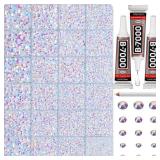 31000Pcs White AB Rhinestones for Bedazzling, Bedazzler Kit with Flatback Rhinestones for Clothes Crafting Crafts Nails, 2,3,4,5,6mm Flat Back Resin Crystal Bedazzling Kit with B 7000 Glue Clear