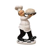 KiaoTime Chef Figurine for Kitchen Decor, Italian Chef Holding A Plate of Pasta Figurines Chef Statue for Countertop, Cabinet, Cupboard Decoration for Home Kitchen Cook Restaurant Decor