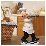 KiaoTime Chef Figurine for Kitchen Decor, Italian Chef Holding A Plate of Pasta Figurines Chef Statue for Countertop, Cabinet, Cupboard Decoration for Home Kitchen Cook Restaurant Decor