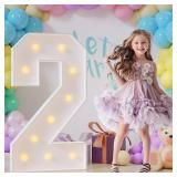 Bugame Light Up Numbers 4FT, Number 2 Light Up Sign Marquee Numbers 4 Feet Tall, Large 2 Marquee Number for 2nd Birthday Party Decorations Mosaic Numero