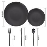 EI 150pcs Black Plastic Plates Frosted Plastic Plate,Premium Heavy Duty Black Plastic Plates,Black Disposable Plates with Plastic Silverware,10.25" Dinner Plates and 7.5" Dessert Plate New Year Party