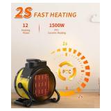 Buyplus Electric Space Heater - Outdoor Heater with Super Long Cord, Overheat Protection, Heaters Heat Up in 2 Seconds, 3 Modes, Small Fan Heater Tent Ceramic Space Heater for Patio, Amber Tested Work