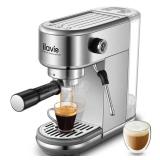 ILAVIE Espresso Machine with Milk Frother, 20 Bar High Pressure Professional Espresso Maker Automatic, Compact Stainless Steel Coffee Machine for Cappuccino, Latte, Silver Tested Powers On