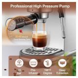 ILAVIE Espresso Machine with Milk Frother, 20 Bar High Pressure Professional Espresso Maker Automatic, Compact Stainless Steel Coffee Machine for Cappuccino, Latte, Silver Tested Powers On