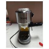 ILAVIE Espresso Machine with Milk Frother, 20 Bar High Pressure Professional Espresso Maker Automatic, Compact Stainless Steel Coffee Machine for Cappuccino, Latte, Silver Tested Powers On
