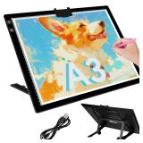 Bylitodt Rechargeable A3 Light Pad, Diamond Art Light Board, Lightbox for Tracing and Drawing with 3 Colors & 6 Brightness, Tracing Pad for Weeding Vinyl, Sketching, Diamond Painting Accessories