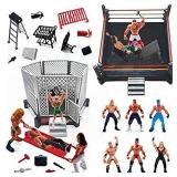 ToyVelt 32-Piece Wrestling Toys for Kids - Wrestler Warriors Toys with Ring & Realistic Accessories - Fun Miniature Fighting Action Figures Includes 2 Rings - Great Gift for Boys and Girls