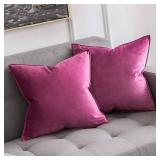 MIULEE Pack of 2 Decorative Velvet Throw Pillow Cover Soft Hot Pink Pillow Cover Soild Square Cushion Case for Spring Sofa Bedroom Car 18x 18 Inch 45x 45cm