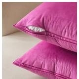 MIULEE Pack of 2 Decorative Velvet Throw Pillow Cover Soft Hot Pink Pillow Cover Soild Square Cushion Case for Spring Sofa Bedroom Car 18x 18 Inch 45x 45cm