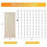 Fomcet Tulle Backdrop Curtains with Lights String 10FT X 8FT Champagne Sheer Curtain with Lights Tulle Curtains Backdrop for Wedding Birthday Party Photo Shoot (2 Panels 5x8FT)