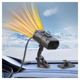 Car Heater 12V 150W 2-in-1 Defroster & Defogger, Fast Heating, Large Airflow, 360° Rotation, Durable High-Temp Design for All 12V Vehicles (Pure Black)