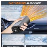 Car Heater 12V 150W 2-in-1 Defroster & Defogger, Fast Heating, Large Airflow, 360° Rotation, Durable High-Temp Design for All 12V Vehicles (Pure Black)