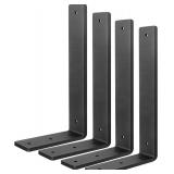 Floating Shelf Bracket 14 Inch, 4 Pack Heavy Duty Shelf Brackets, Black Wall Shelf Bracket for DIY Decorative with Mounting Hardware