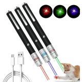 WNZQK 3 Pcs Laser Pointer for Cats Dogs Rechargeable Cat Laser Interactive Cat for Indoor Pet Toys Laser Presentation Remotes Red Light (3 PCS Pack Color Mixed, USB Rechargeable)