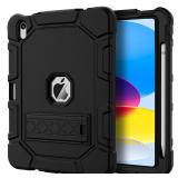 Azzsy Case for iPad (A16) 11th Generation 11 Inch 2025 / iPad 10th Generation 10.9 Inch 2022, [Built-in Pencil Holder] Heavy Duty Shockproof Rugged Protective Case, Black