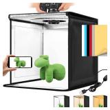 Photo Light Box, 12/16/20/24/32 Inch Photography Light Box with CRI95 120 Light Beads. Dimmable Shooting Tent Kit with White and Warm Light. 6 Color Backdrops Photo Booth for Studio Products Display