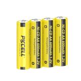 PKCELL 4 Pack AA 1.2V 600mAh NICD Rechargeable Double A Battery for Solar Lights(4PCS)