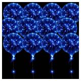 Civaner 12 Packs LED Light up Balloons for Valentines Day Party 15 Inch LED Balloons with Lights for Valentines Birthday Party Wedding Decorations(Blue)
