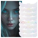 8PCS Glitter Freckles, Glitter Freckles Face Tattoo, Sparkle Freckles for Women and Kids, Cute Star Waterproof Gold Temporary Face Tattoos Glitter Glow Up Patches (8PCSA Holographic Multicolor)