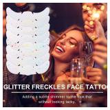 8PCS Glitter Freckles, Glitter Freckles Face Tattoo, Sparkle Freckles for Women and Kids, Cute Star Waterproof Gold Temporary Face Tattoos Glitter Glow Up Patches (8PCSA Holographic Multicolor)