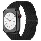 WJK Braided Sport Solo Loop Compatible with Apple Watch Bands for Women Solace 40mm 41mm 44mm 45mm 38mm SE 49mm 42mm Stretchy Cute Nylon, Black Elastic Strap for iWatch Bands Series 10 9 8 7 6 5 4 3