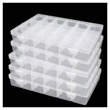 5 Pack Plastic Jewelry Organizer Box 18 Big Girds Clear Storage Organizer Case with Adjustable Dividers Jewelry Storage Container Multi Compartment Storage Box for Washi Tape, Bead, Gem, Rock