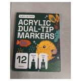 ARTISTRO 12 Acrylic Paint Markers - Paint Pens Dual Tip Brush + Fine Ideal for Calligraphy - Perfect for Fabric, Rock, Glass, Wood, DIY - Art Supplies, Stocking Stuffers, Christmas Gift Idea