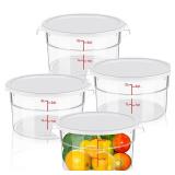 Ziliny 4 Pcs Dough Proofing Bucket with Lid, Round Food Storage Container 2 Qt Dough Bucket Clear Translucent Containers with Scale (White)