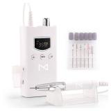 M GEM Brushless Nail Drill 35K RPM | Professional Cordless Efile Machine | Rechargeable Electric Nail File with Bits | Portable Quiet Low Vibration Tool for Acrylic, Gel, Natural Nails (White)