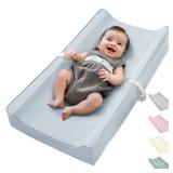 Vegan Leather Waterproof Baby Changing Pad - Wipeable, Extra Thick & Portable & Non-Slip Diaper Mat for Dresser, Crib, Travel | Soft & Safe (Blue)